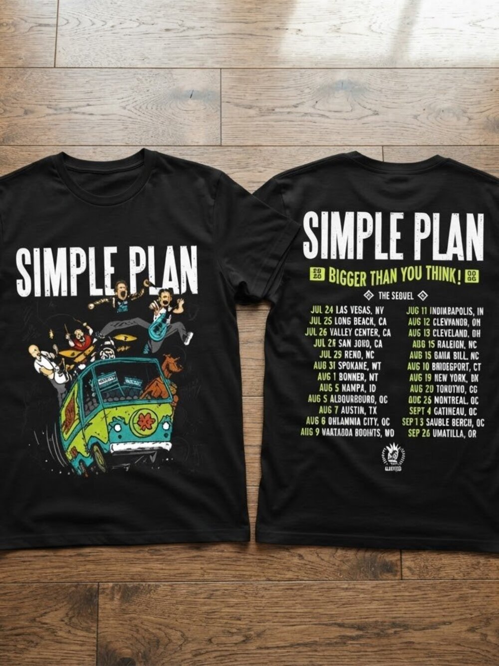 Simple Plan Bigger Than You Think Tour 2026 The Sequel Double Sided Graphic Tee